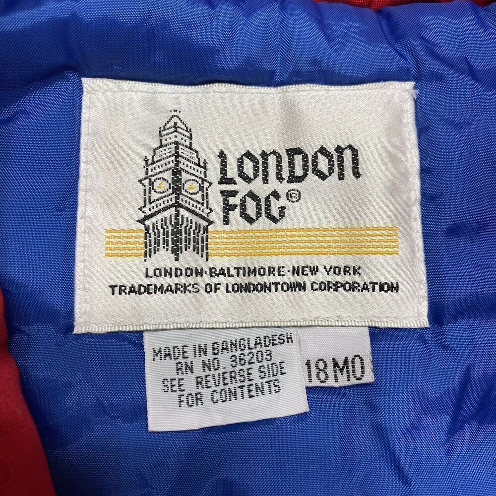London Fog Jacket Toddler 18 Months Red Hooded Fog Patrol Zipper Snaps - Picture 7 of 8